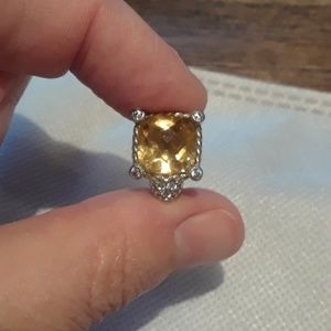 Judith Ripka canary quartz sterling silver earring